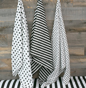 Muslin Baby Swaddle Blankets 3-pack Black & White Prints Just $19.99!