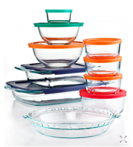 Pyrex 19-Piece Bake, Store and Prep Set with Colored Lids Just $24.99! (Reg. $79.99)