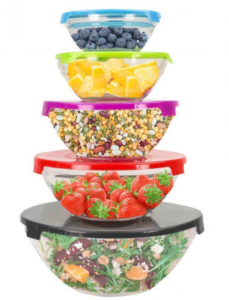 Home Basics 10-Piece Glass Mixing/Storage Bowls & Colored Lids Just $11.99!