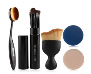 5 Eye Makeup Brushes, A Foundation Brush, Curved Blush Brush, &  Air Puffs Just $5.05!