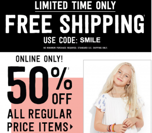 50% Off All Regular Priced Merchandise & FREE Shipping At Crazy 8!