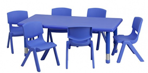 Rectangular Blue Plastic Activity Table Set with 6 School Stack Chairs Just $125.80!