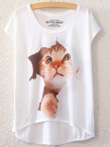 Short Sleeve White Kitten T-Shirt Just $3.99 Shipped!