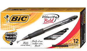 BIC Velocity Bold Retractable Ball Pen 12-Count Just $4.60 As Add-On Item!