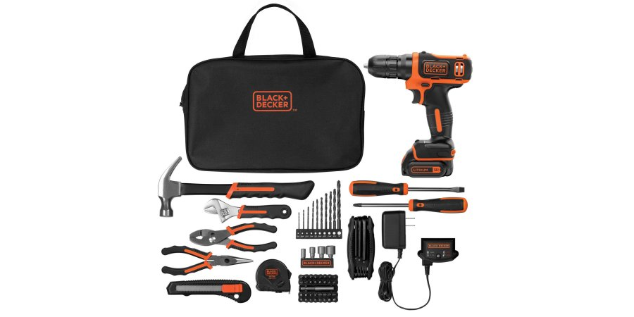 Black and Decker 12V MAX Lithium Ion Drill with 64-Piece Project Kit—$48.00!