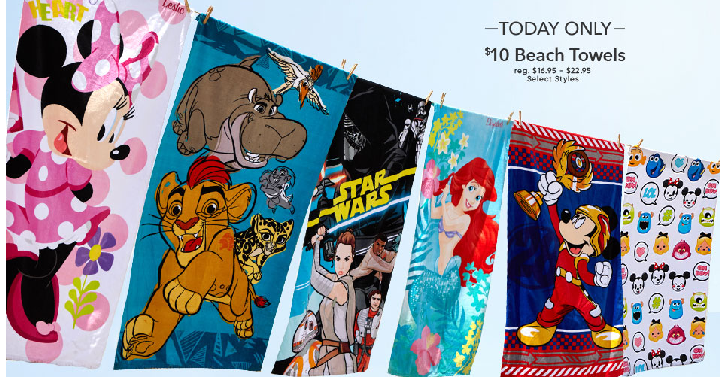 HOT! Disney Store: Character Beach Towels Only $10! (Reg. $22.95) Today, April 24th Only!