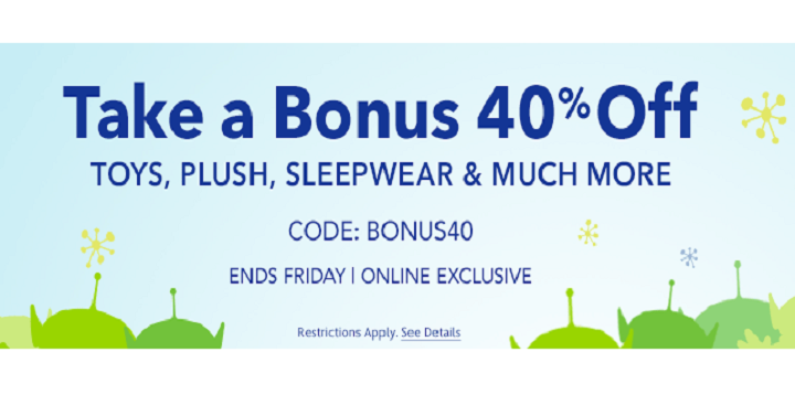 Disney Store: Bonus 40% Off Toys, Sleepwear, Plush & More!