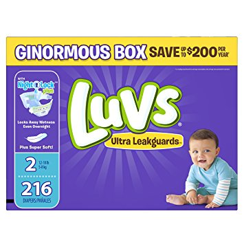 HOT! Luvs Ultra Leakguards Diapers Size 2 (216 Count) Only $13.58 Shipped For Prime Members! That’s $.06 Per Diaper!!