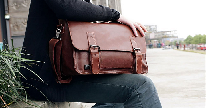 Vintage Leather Briefcase/Laptop Bag Only $26.99!