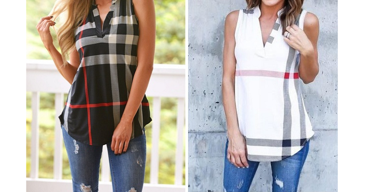 Plaid Sleeveless Top Only $12.99 – Sizes Up To 3X!