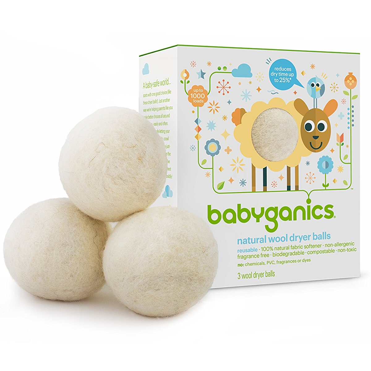 Babyganics Natural Wool Laundry Dryer Balls Only $18.99 on Amazon!
