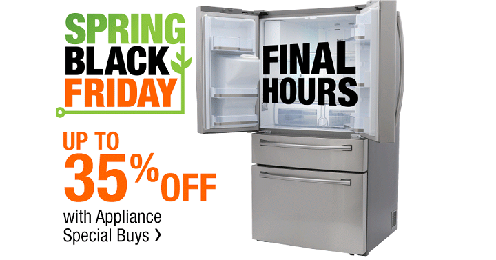 Home Depot: Spring Black Friday Big Appliance Sale= Save up to 35% off! (Today, April 12th Only)