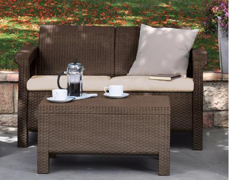 Keter Corfu Love Seat Patio Furniture with Cushions – Only $88.66!
