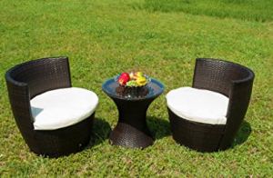 Merax Outdoor 3 Pcs Patio Furniture Table Chair Set with Cushion Wicker Outdoor Furniture Set $229.90 Shipped!