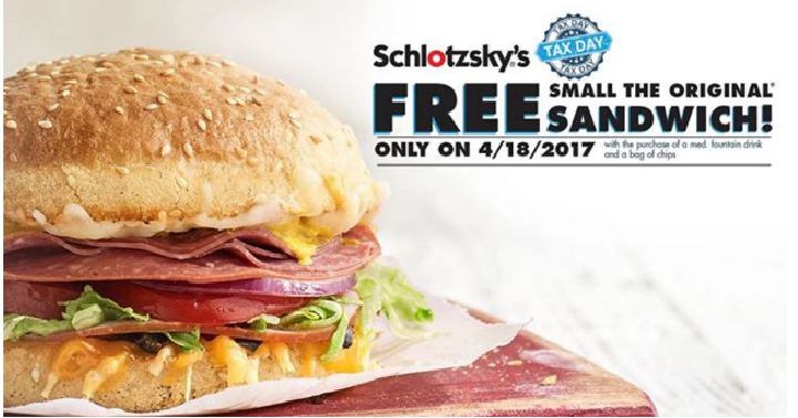 Schlotzsky’s: FREE Schlotzsky’s Small Sandwich with Chips & Drink Purchase! (April 18th Only)