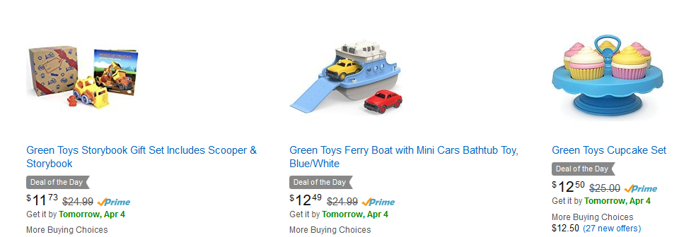 Up to 50% off select Green Toys! Priced from $5.50!