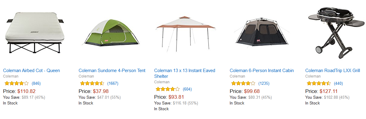 Save up to 30% on Coleman camping favorites! Priced from $8.37!