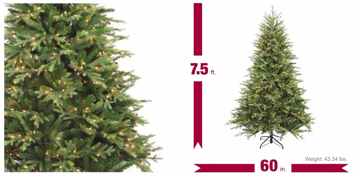 7.5 ft. Pre-Lit Balsam Artificial Christmas Tree with 600 Clear Lights Only $69.75!!!