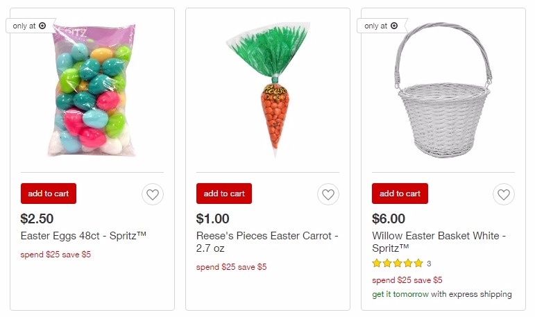 Spend $25, Save $5 on Select Easter Items at Target! Free Pickup as Soon as TODAY!