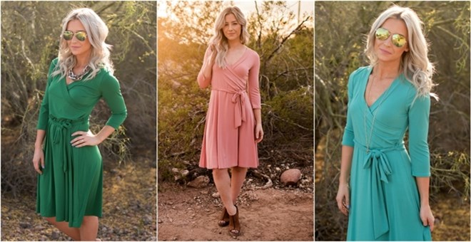 Knee Length Luxury Wrap Dress Only $24.99! Great for Summer!
