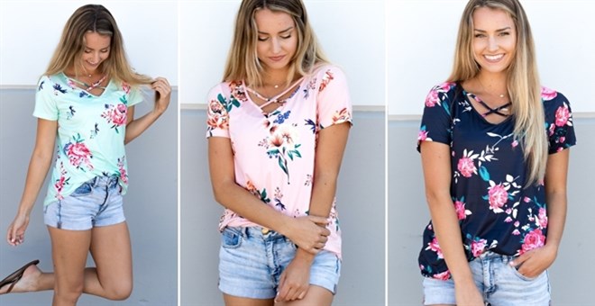 Criss Cross Floral Tunic from Jane – Just $16.99!