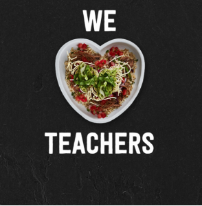 THIS IS TODAY! Buy One Meal Get One FREE At Chipotle For Teacher Appreciation May 2nd!
