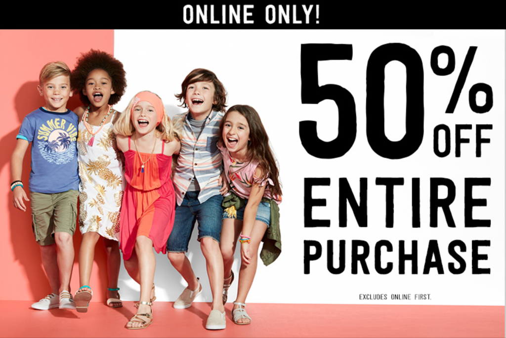 50% Off Your Entire Purchase At Crazy 8 Online & Today Only!