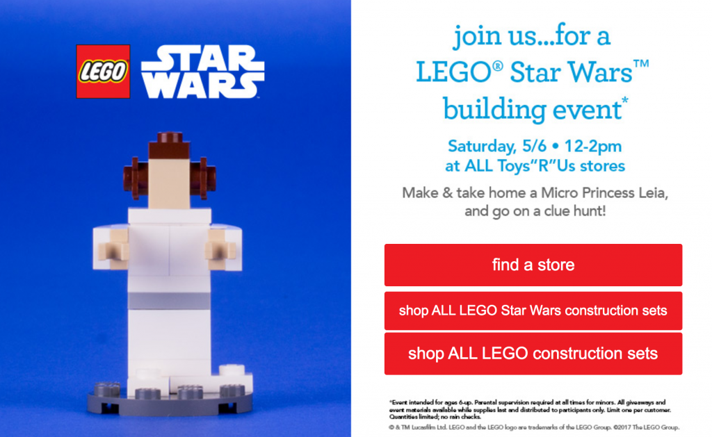 LEGO Star Wars Building Event At Toys R Us May 6th!