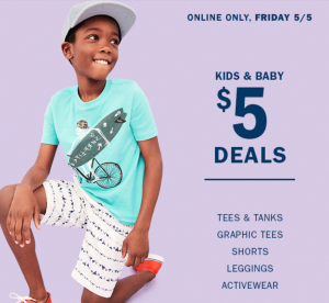 Online & Today Only Shop $5.00 Kids & Baby Deals At Old Navy! Plus $2.00 Flip Flops!