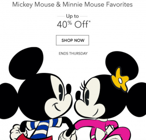 Mickey Mouse & Minnie Favorites Up To 40% Off At The Disney Store!