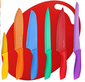 HOT! Utopia Kitchen Non-Stick Knife Set Color-Coded and Cutting Board $6.99!!