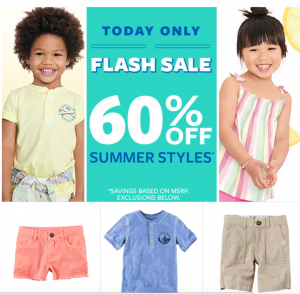 HOT! 60% Off Summer Styles Today Only At Carters! Plus, Take An Extra 25% Off!