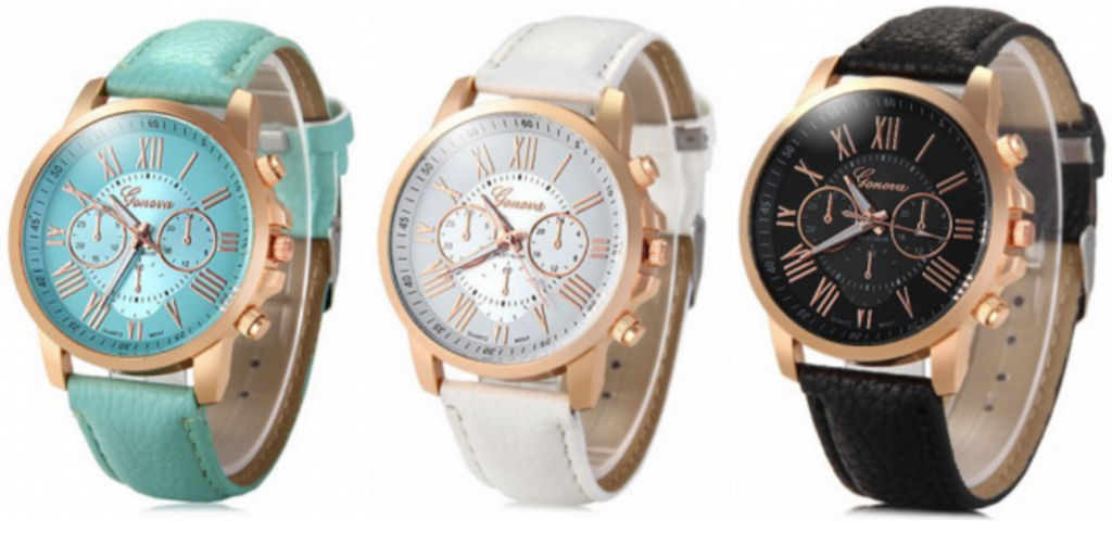 Geneva Bright Colors Leather Band Women’s Watch Just $4.25 Shipped!