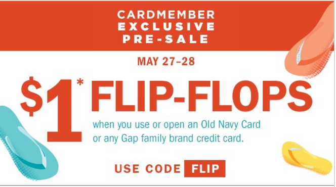 Old Navy Cardholder Exclusive! In-Store & Online $1.00 Flip Flops!