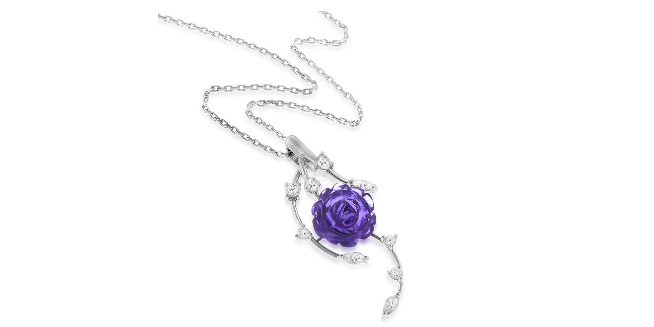Amethyst & Cubic Zirconia Rose Necklace in Sterling Silver—$14.99 Shipped!