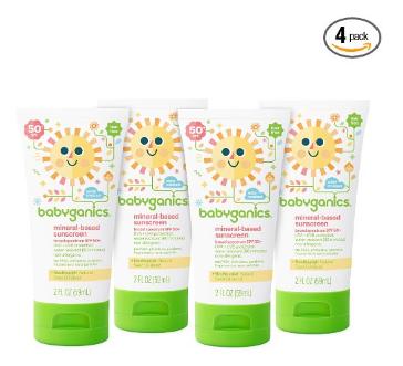 Babyganics Mineral-Based Baby Sunscreen Lotion, SPF 50, 2oz Tube (Pack of 4) – Only $9.02!