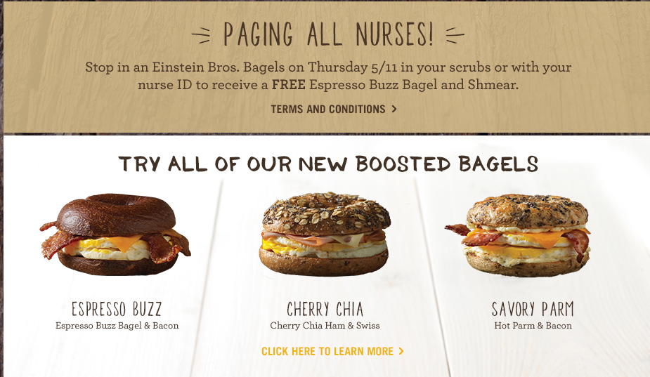 FREE Bagel & Schmear For Nurses At Einsteins Tomorrow, May 11th!