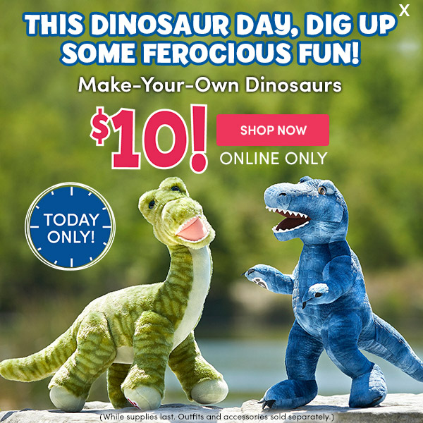 Build A Bear: Make-Your-Own Dinosaurs Only $10.00 – TODAY ONLY!