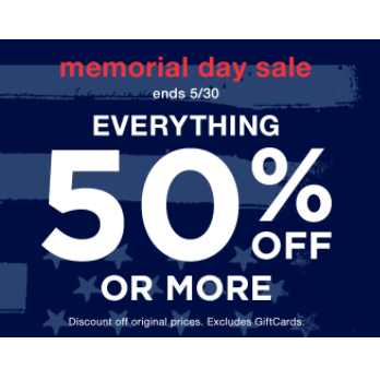 HOT! Gap Memorial Day Sale – Save 50% Off And More on Everything + FREE Shipping!