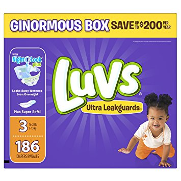 HOT! Luvs Ultra Leakguards Diapers Size 3 (186 Count) Only $13.58 Shipped For Prime Members! That’s $.08 Per Diaper!!