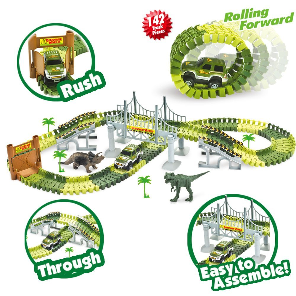 Race Car Track Toy with 142 Pieces Flexible Tracks Set Only $9.99!