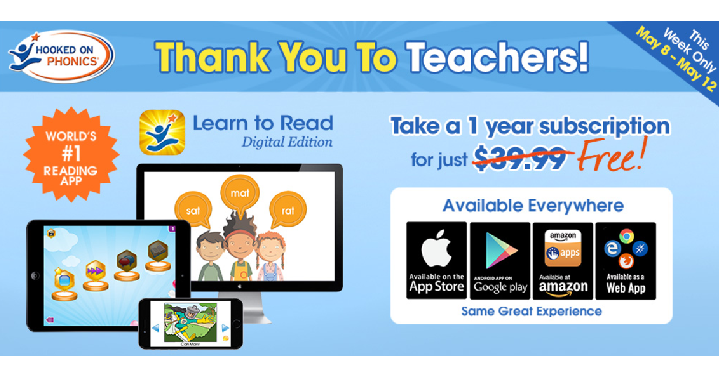 Teachers Score 1 Year Subscription to Hooked on Phonics for FREE! ($39.99 Value)