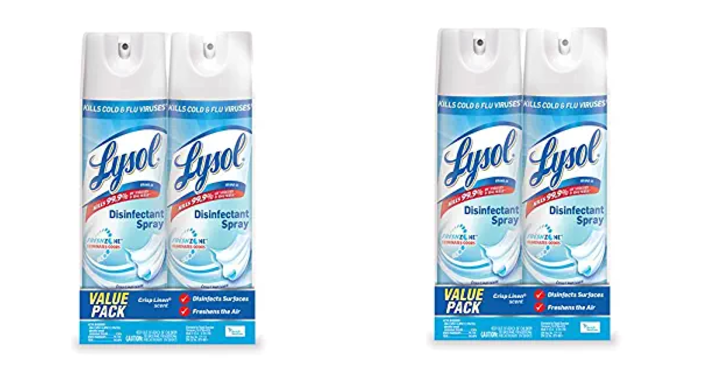 Lysol Disinfectant Spray, Crisp Linen, 19 oz (Pack of 2) Only $5.43 Shipped!