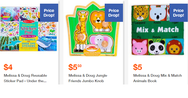 HOT! Melissa & Doug Items are on Hollar- Prices Start at Only $2.00!