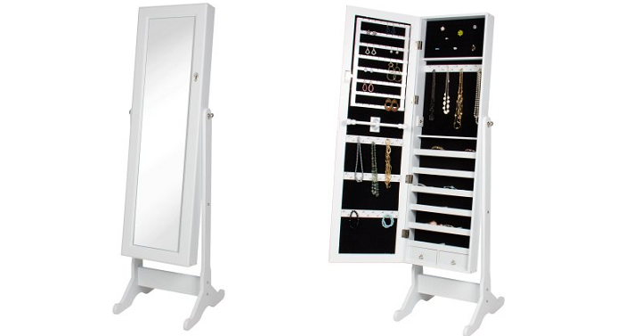 White Mirrored Jewelry Cabinet Armoire Only $89.94 Shipped! (Reg. $249.95)