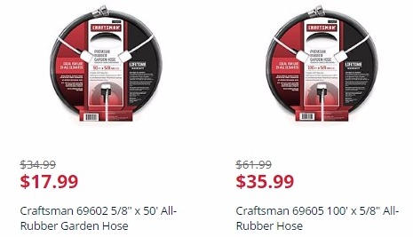 Craftsman 5/8″ All-Rubber 50′ Garden Hose Only $17.99! Or 100′ Just $35.99!