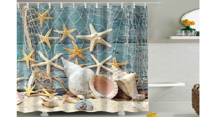 Waterproof Starfish and Shell Printed Bath Shower Curtain Only $8.14 Shipped!