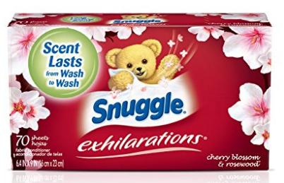 Snuggle Exhilarations Fabric Softener Dryer Sheets, Cherry Blossom and Rosewood, 70 Count – Only $2.82!