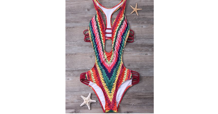 Printed Padded High Cut Monokini One Piece Swimsuit Only $6.01 Shipped!