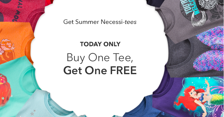 HOT! Disney Store: Buy 1 Tee, Get 1 FREE! Prices Start at Only $4.53! (Today, May 24th Only)